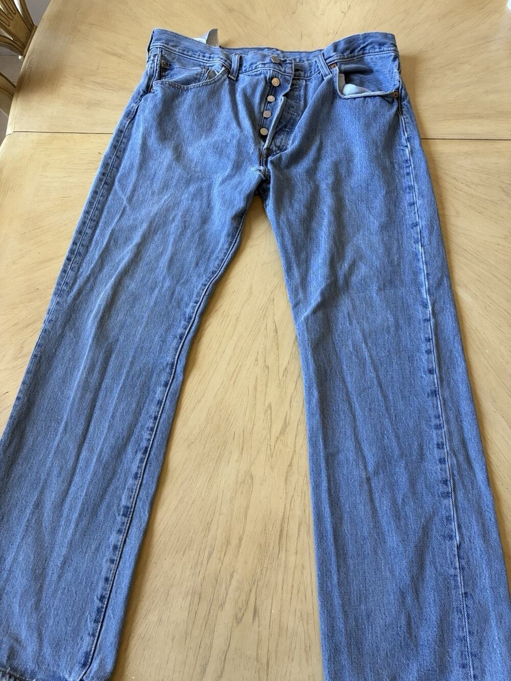 Levis 501 button fly Jeans 38x32 Thrashed Distressed Grunge Y2K Skate Batwing